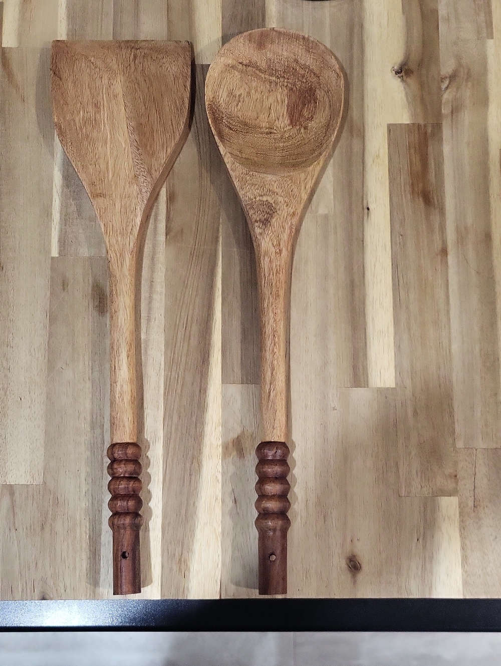 NEW! 🤎 Oversized Wooden Cooking Spoon and Spatula Set - Natural Wood - Picture 2 of 2